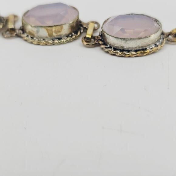 Rose Quartz Gemstone Handmade 925 Sterling Silver Jewelry Bracelet Sz 7-8" - Picture 5 of 6